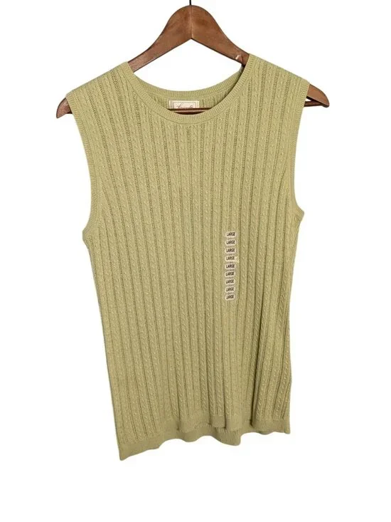 Foxcroft Women Sage Green Supima Cotton 2 Piece Cardigan Shell Set Size L Ribbed - Picture 8 of 16